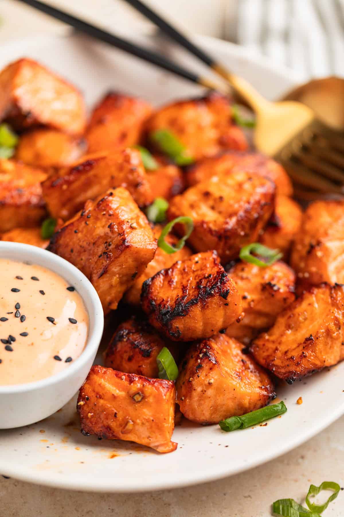 Salmon bites and house dipping sauce from M&M African Kitchen